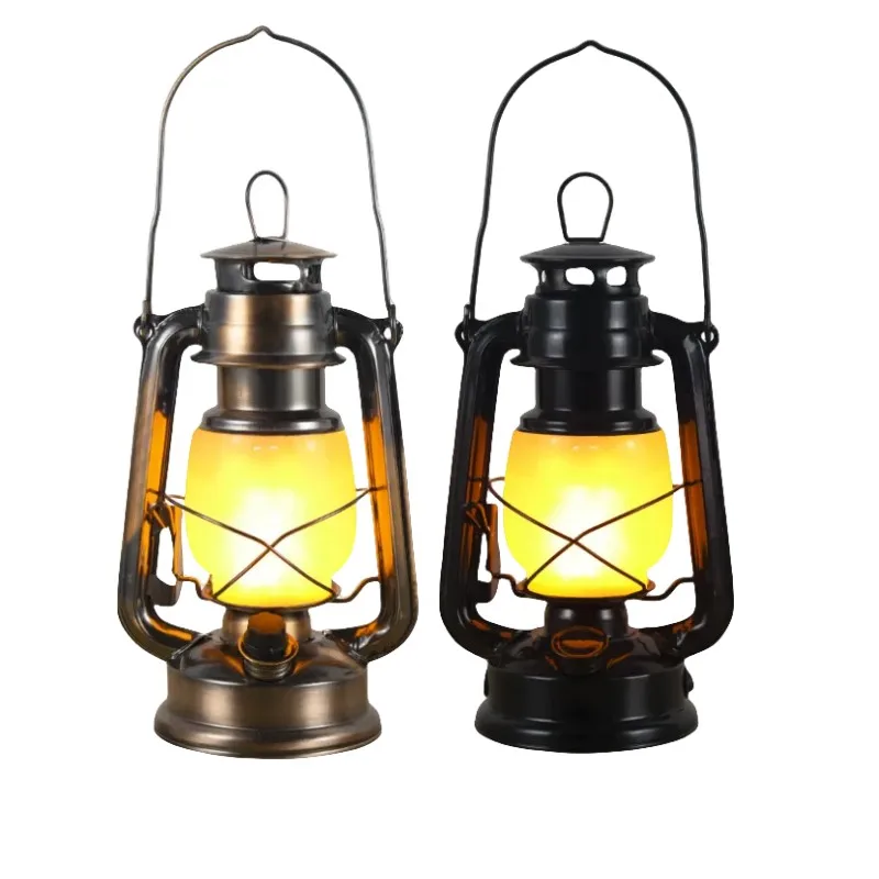 Manufacturer Price Retro Old-Fashioned Nostalgic oil lamp led rechargeable light  Portable Tent Camping Light