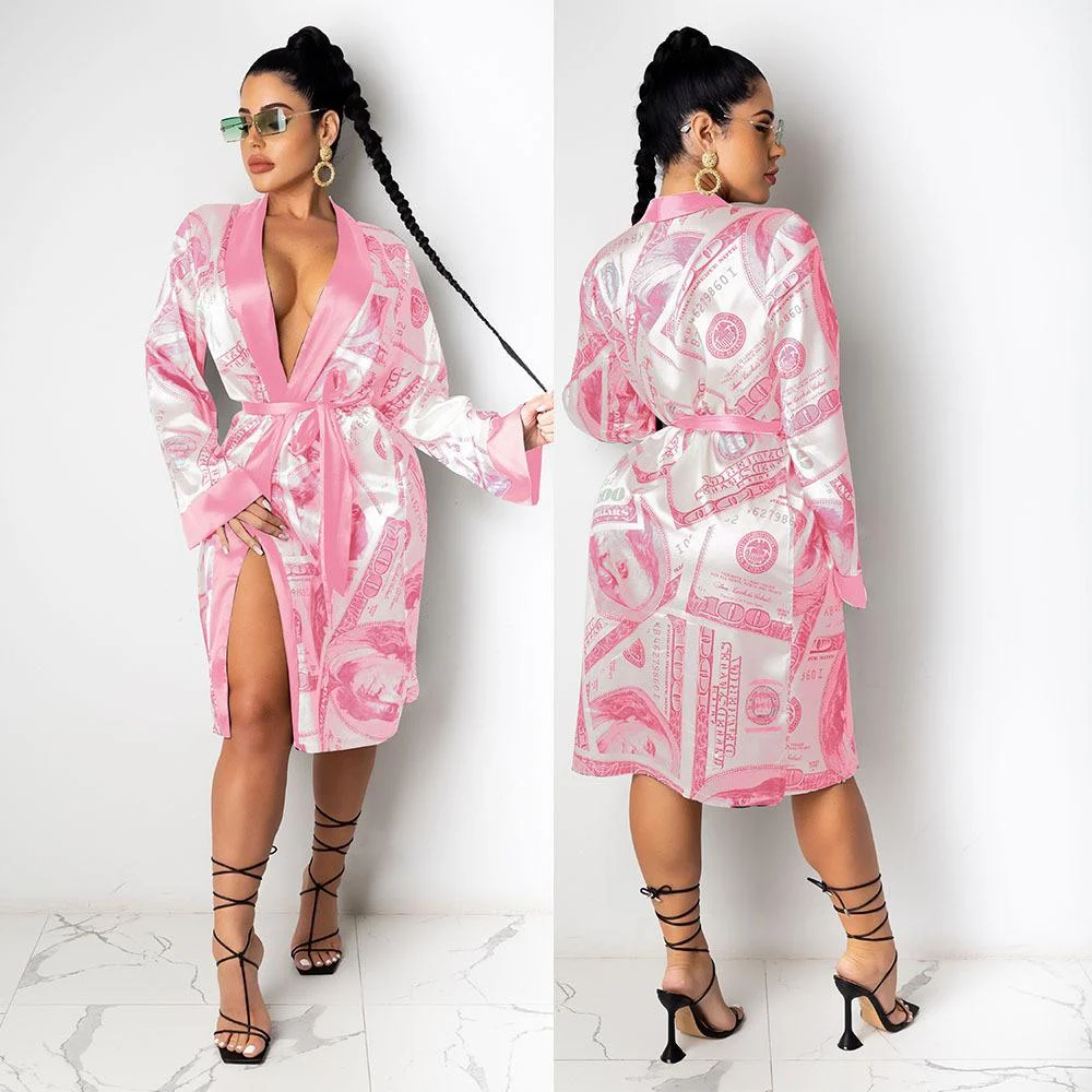 
LEVEL S390012 Pink Robe Red Robe Robe De Chambre Female 