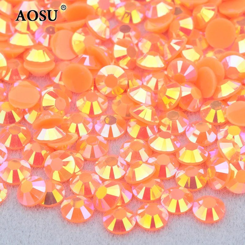 AOSU Wholesale 2mm 3mm 4mm 5mm 6mm Jelly Hyacinth AB Crystal Strass Applique Flatback Resin Rhinestones For DIY Crafts
