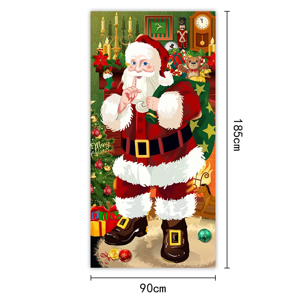 Christmas Door Cover Decoration Santa Claus Xmas Christmas Door Hanging Cover Banner Backdrop for Xmas Christmas Decorations