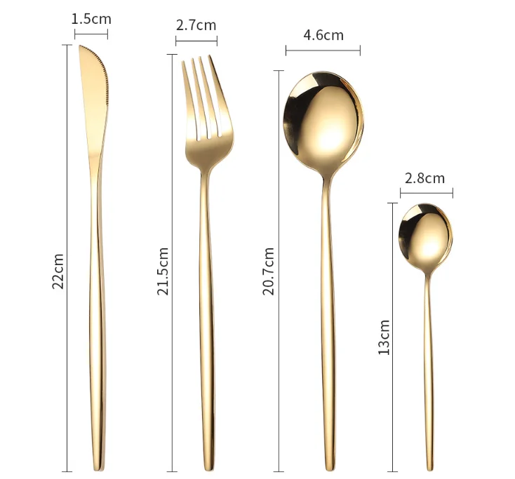 Hot Selling Gold Cutlery Stainless Steel Set Knife Fork Spoon Silverware Cutlery Knife Fork Spoon Gold Silverware Flatware