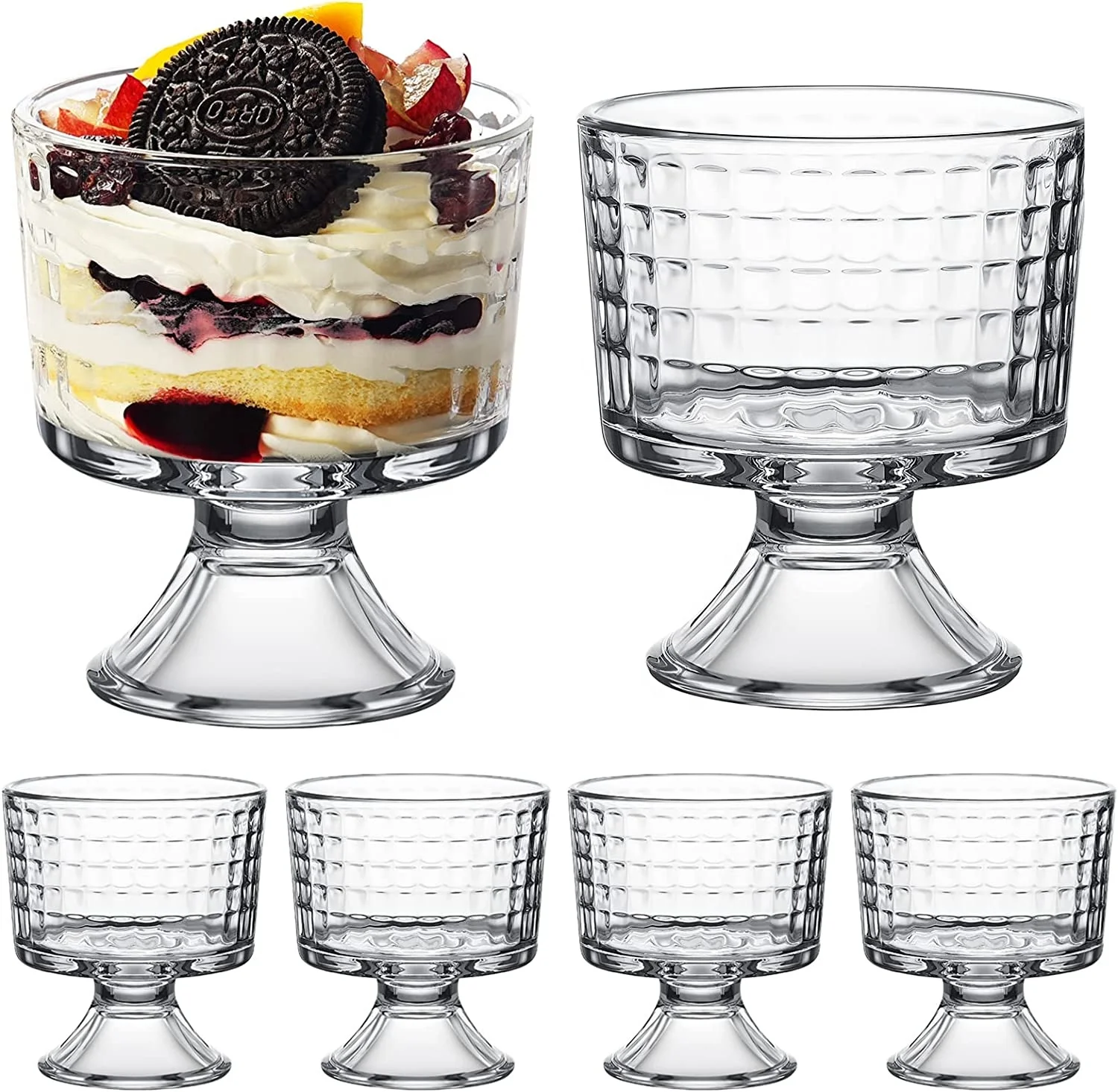 Glass Dessert Bowl 10oz Footed Trifle Bowls for Ice Cream Fruit Pudding Snack Salad