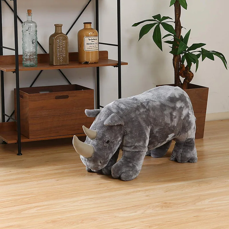 Wholesale Stuff  Free Sample Rhino Red Green Stuffed Wild Shape Toys Magnet Lifelike Grey Plush Gray Giant Blue Animal Rhinocero