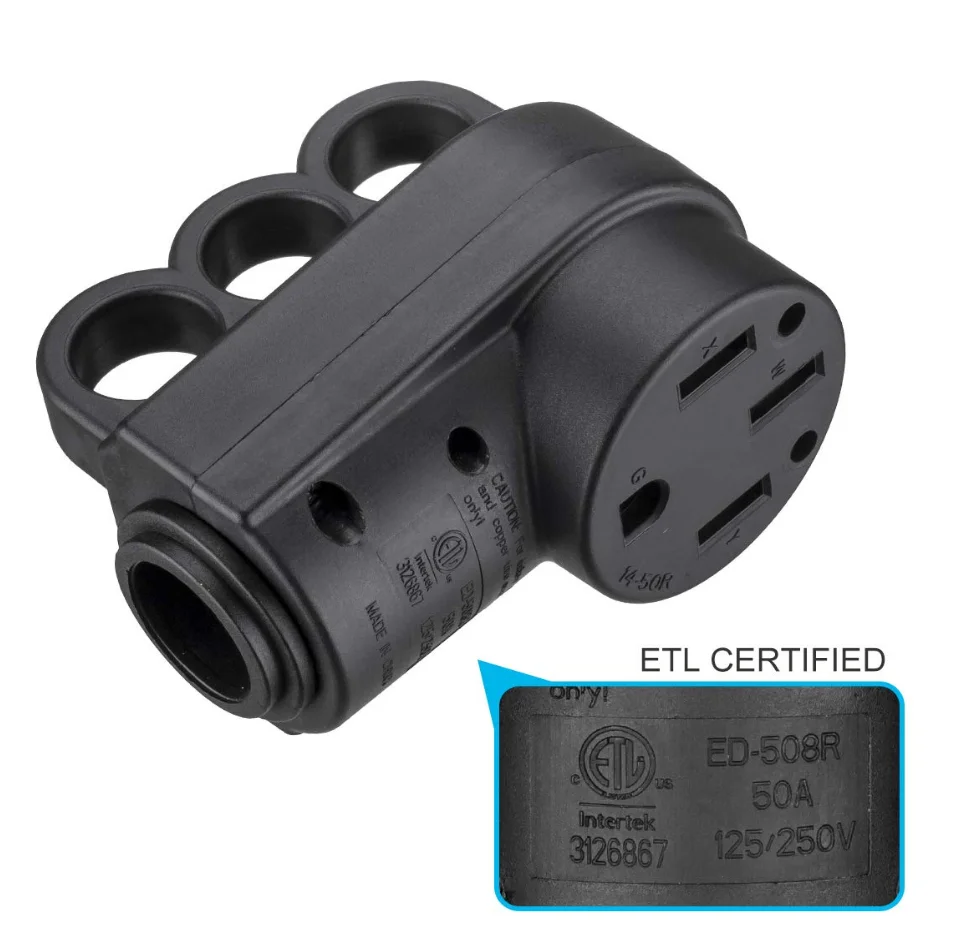 50 Amp RV Female Plug for Replacement, 50 Amp RV Plug Receptacle with Grip Handle NEMA 14-50R ETL Listed