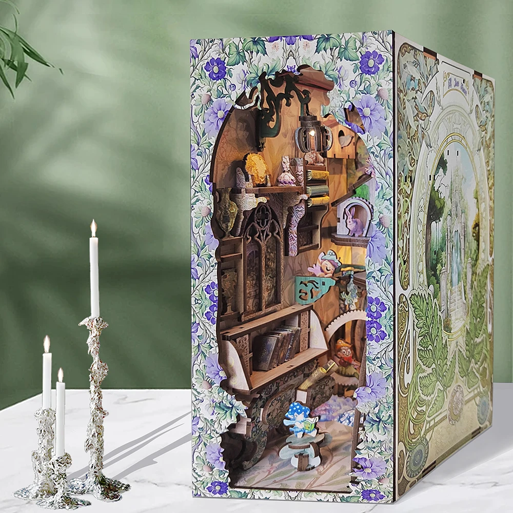 Y-TOP Hot Selling Handicrafts 3D Wooden Puzzle Miniatures Dollhouse Kits DIY Book Nook Shelf Insert Book End Decorative
