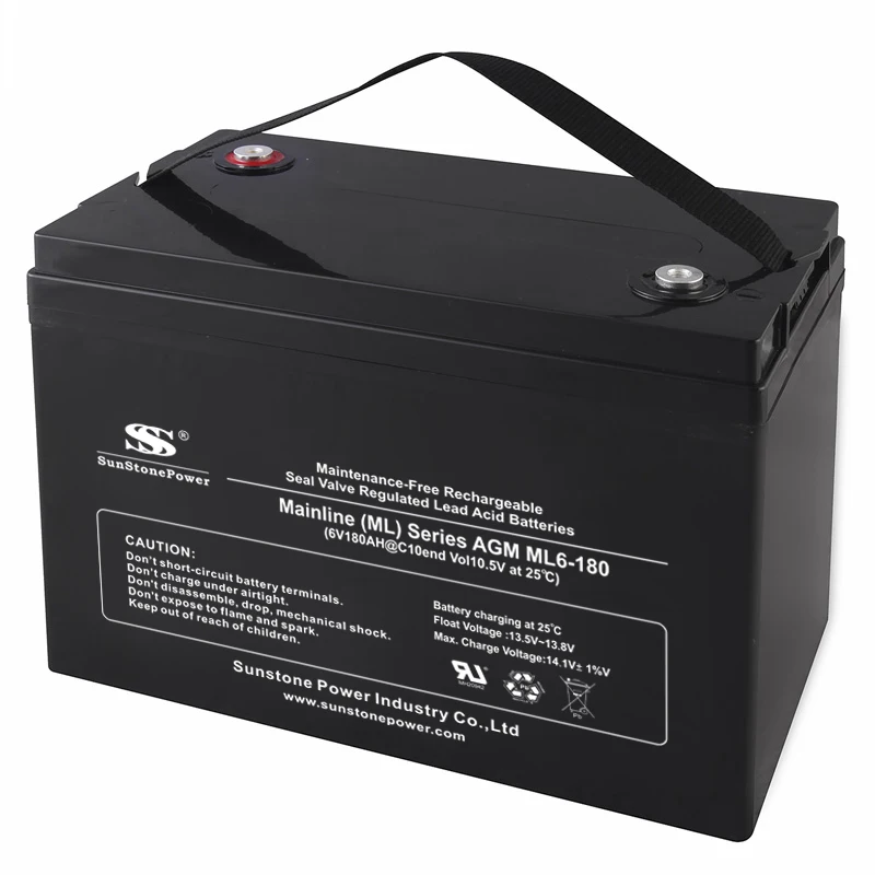 Sunstone Free Maintenance 6V 180AH AGM Battery Deep Cycle Home Energy Storage System Chinese Factory Solar Inverter Battery