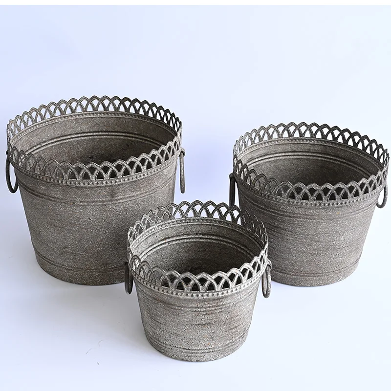 Custom Coated Metal Flower Pot Vintage Design Bucket from China for Indoor Garden and Planting in Hotels