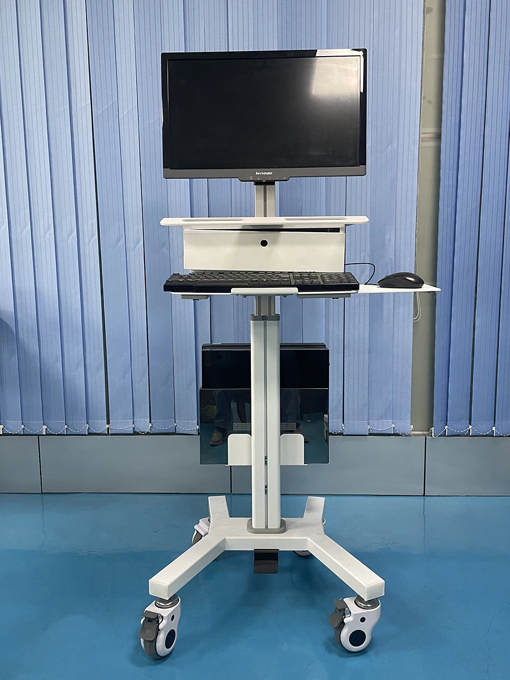 NBRIDGE Hospital Mobile Adjustable height stand up desk hospital medical mobile computer workstation trolley cart