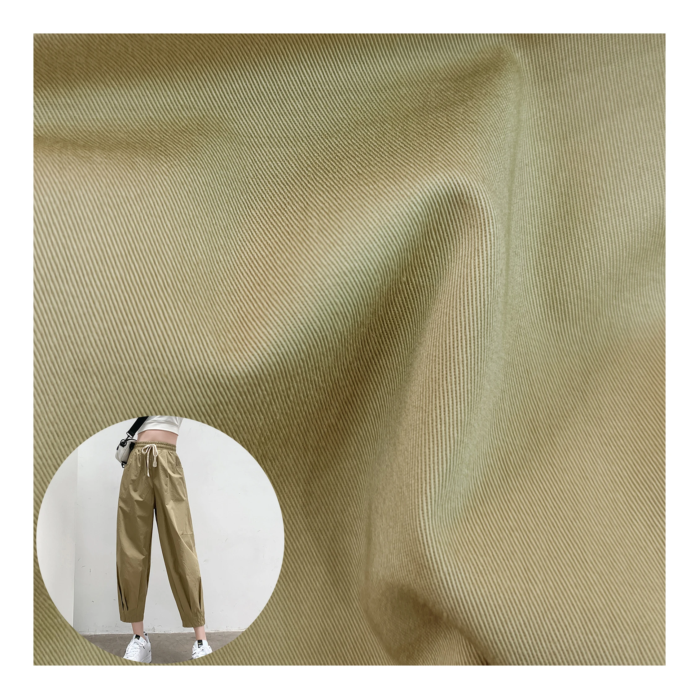 Summer 150gsm High Density Imitation Twill Thin fabric cotton woven dyed fabric for pants and trousers