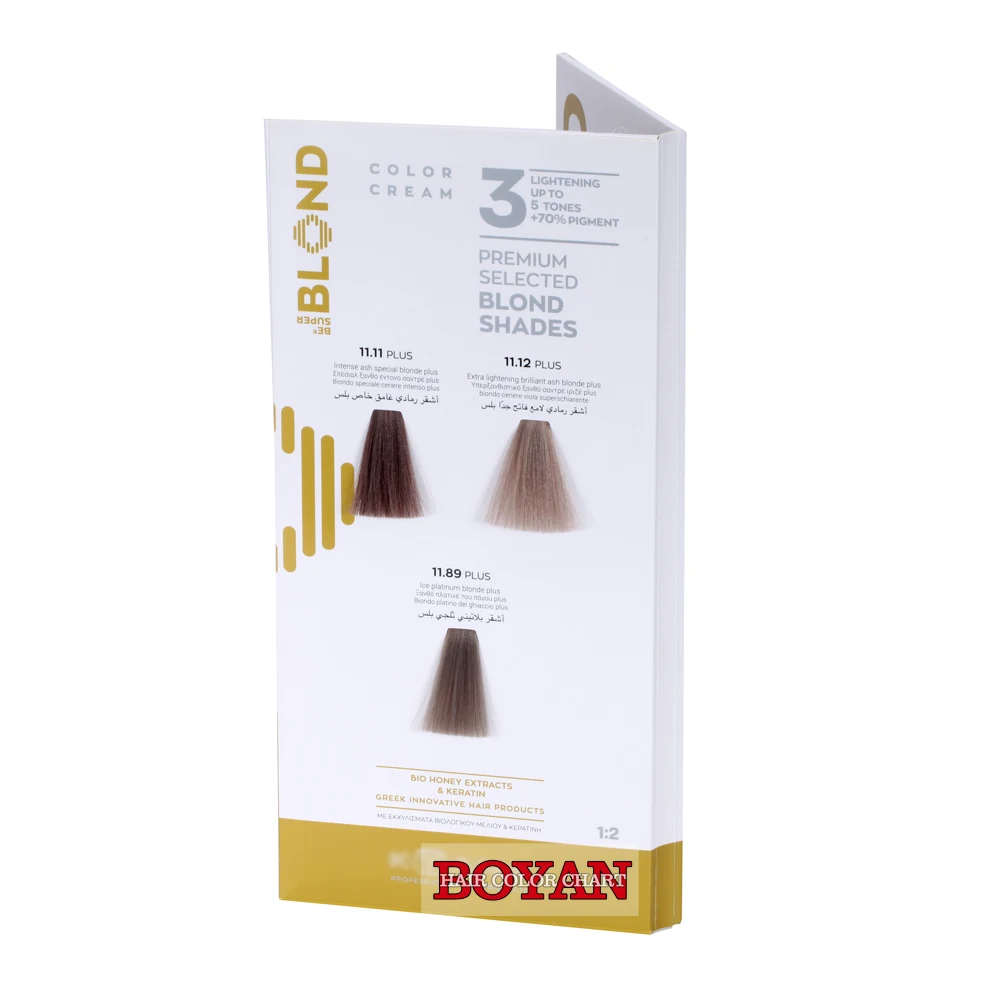 Exquisite and speciality 2-page hair dye color swatch chart for hair cream