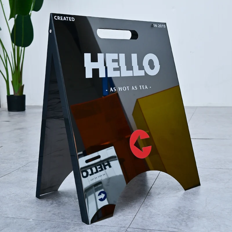 Custom Outdoor A-frame Metal Stand Mirror Silver/Black Shop Sign Ground Business Signs Advertising Board A Frame Sign