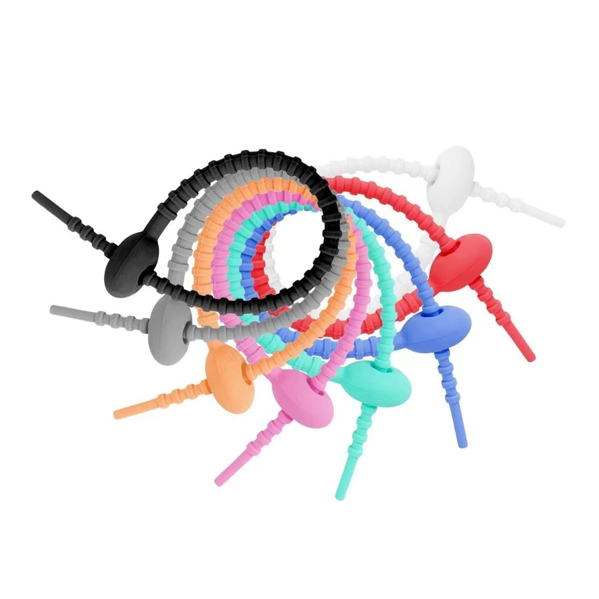 Wholesale Colorful Silicone Zip Ties DIY Jewelry Keychain Data Cable Soft Rubber Binding Strap Silicone Key Chain Rubber Keyring