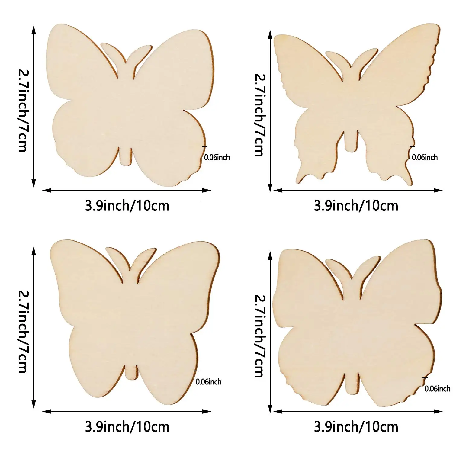40 Pieces Butterfly Unfinished Wooden Blank Wood Butterfly Shaped Slices Cutouts for DIY Painting Handmade Home Decorations