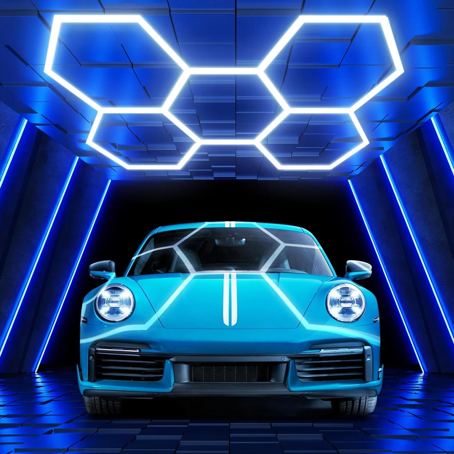 HanYin Led Hexagon Ceiling Remote Deformable Led Garage Lights carwash rgb light