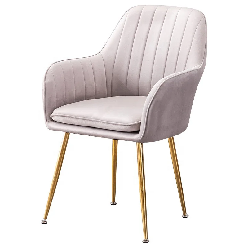 Design Modern Nordic Detachable Accent Dinning chair Cream Upholstered Velvet Dining Chairs with gold metal legs for Restaurant