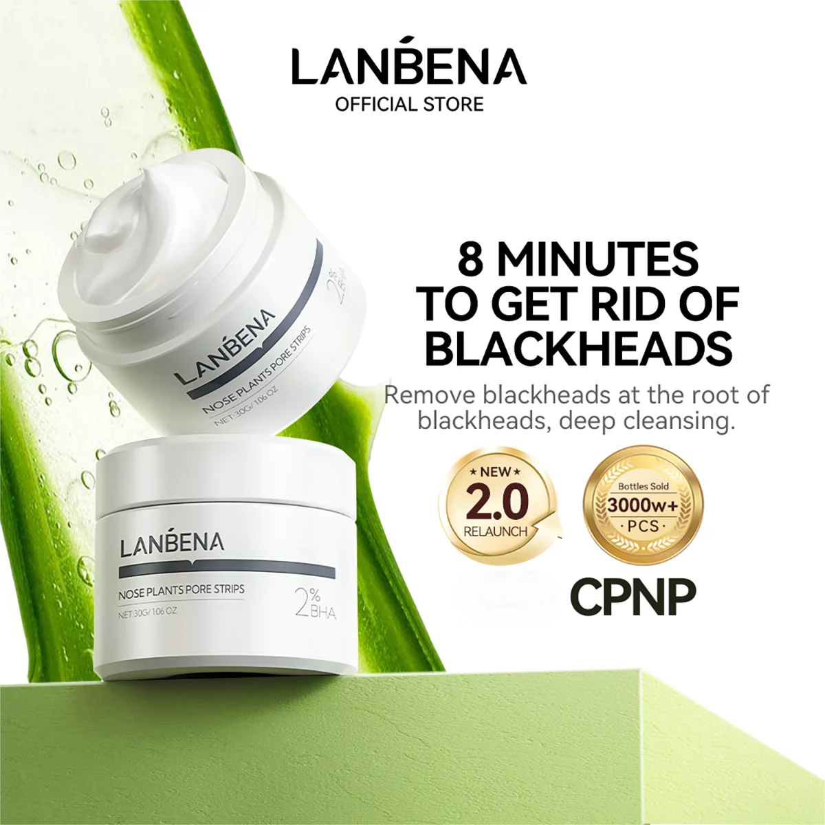 Lanbena Face Care Blackhead Remover Nose Strips Aloe Vera and Salicylic Acid Deep Clean Pore Strip