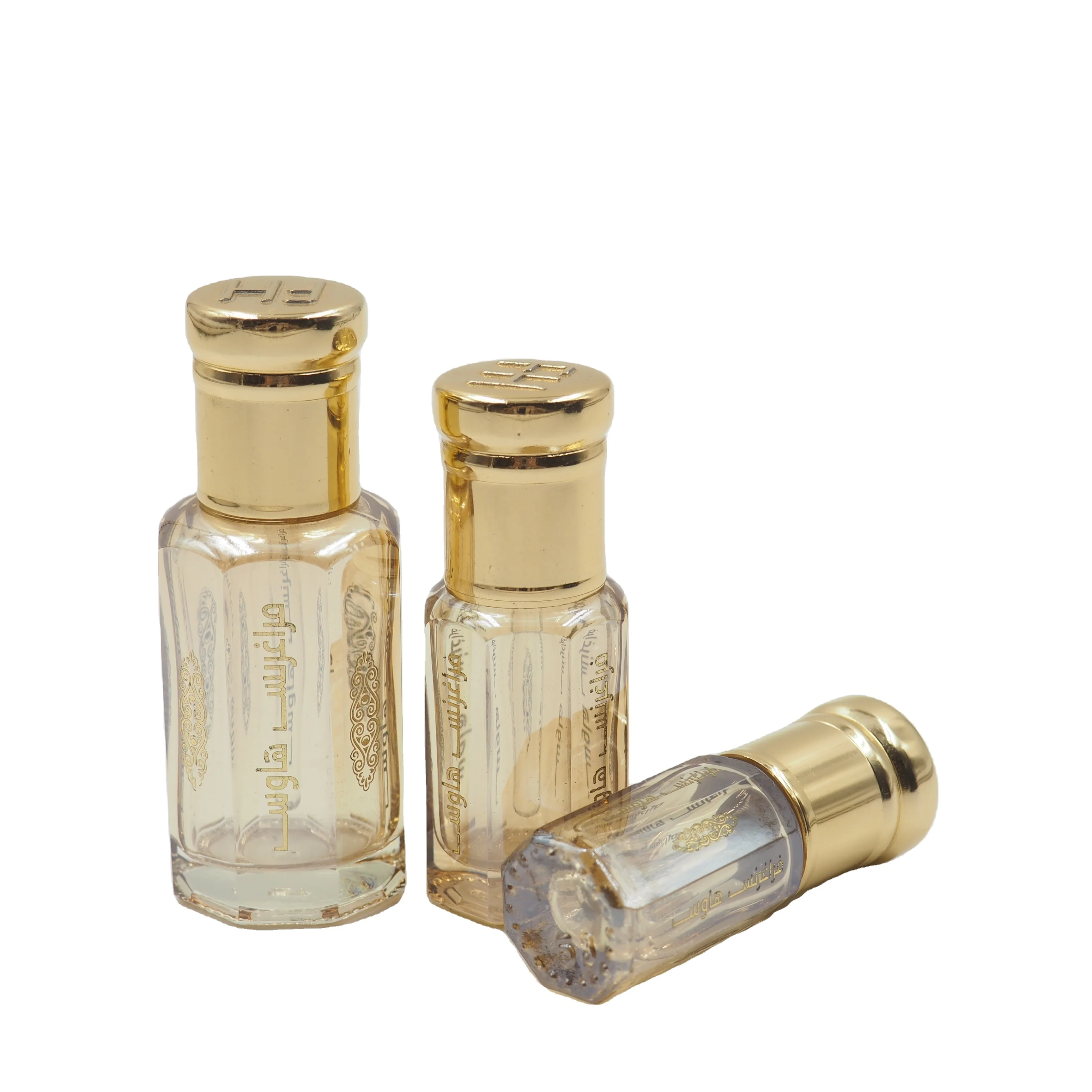 3ml 6ml 12ml champagne color new design mini octagon  perfume attar bottle wholesale