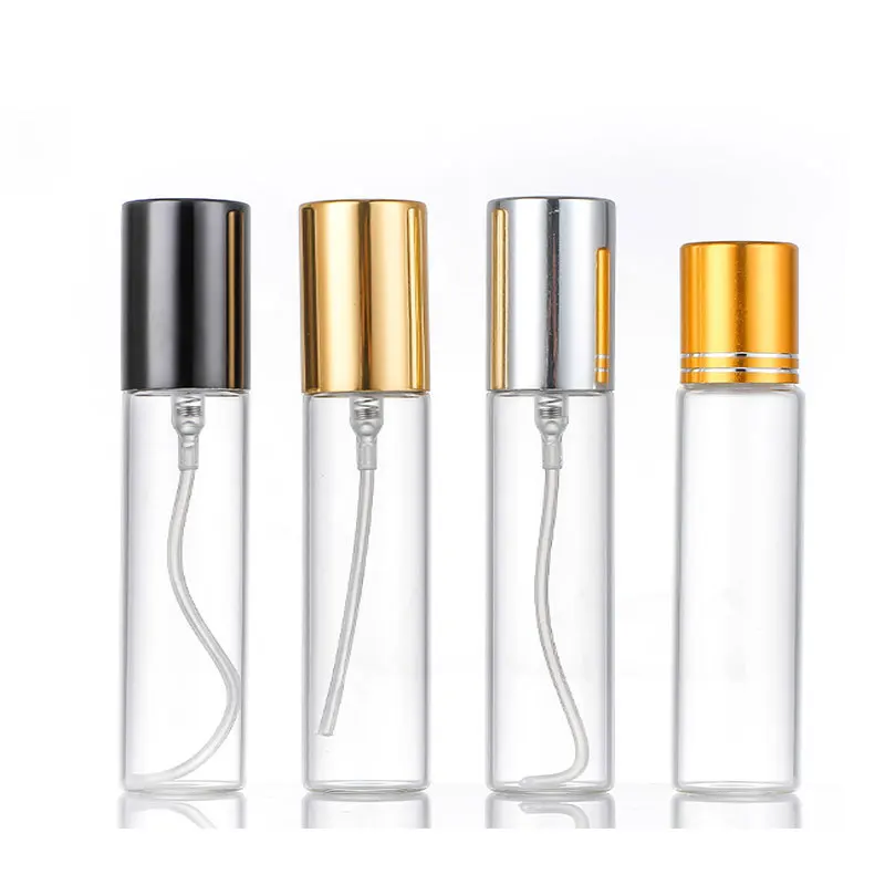Customized Empty 5ml 8ml 10ml 15ml mini travel tube transparent borosilicate glass perfume mist spray bottle With Atomizer