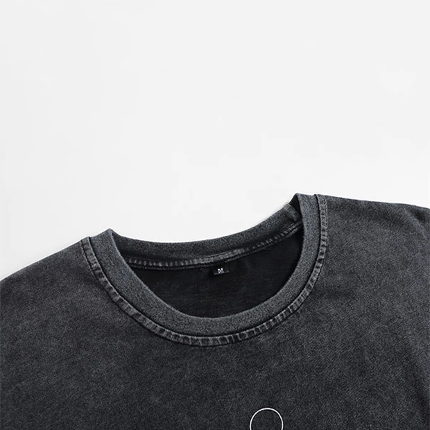 Custom Acid Wash T-shirt 250gsm Oversized Distressed Pure Cotton Loose T-shirts For Men