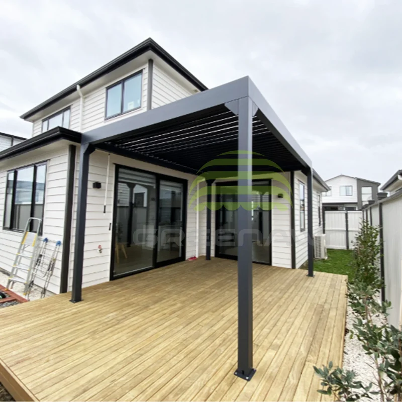  3x3 м серый цвет Pergola наружная Защита от солнца алюминиевая крыша с жалюзи ручное управление