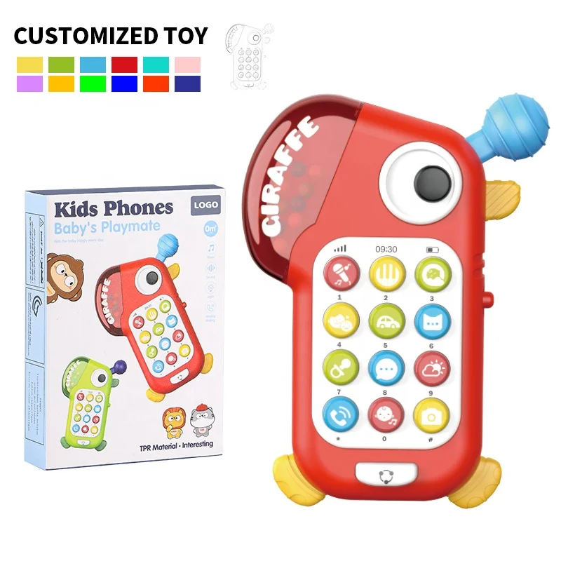 Educational toy Electric Music Toys Cute Cartoon Animal Silicone Phone Case Children Cell Mobile Phone Toys For Kids