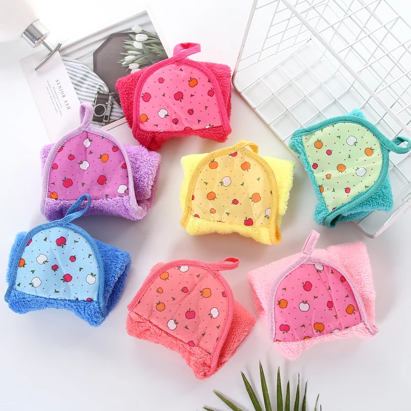 Hand towel wholesale coral velvet skin absorbent l cartoon kitchen towel can add logo