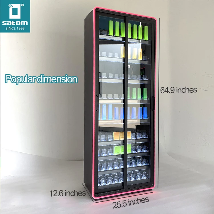 High-end Tempered Glass Door Cool Led Tobacco Cabinet Cigarette Rack Display Stand Cigarette Display