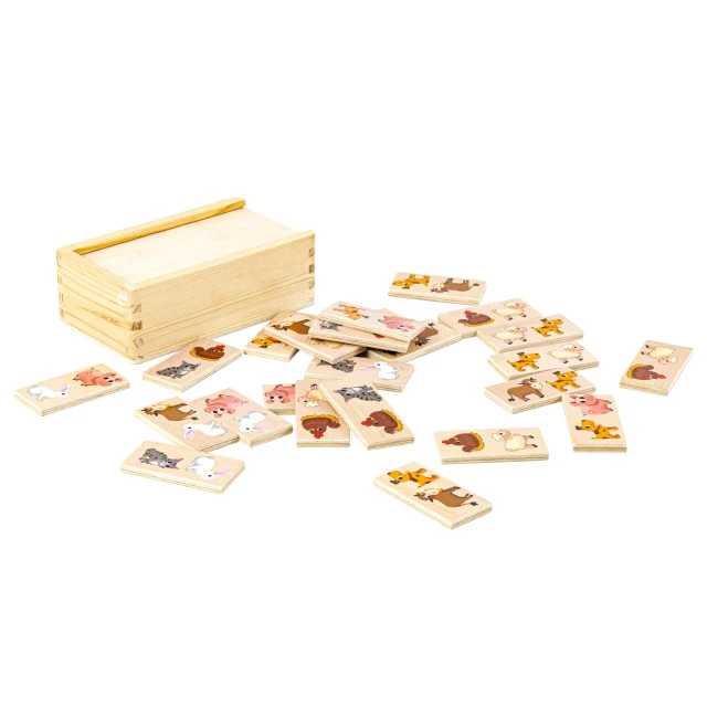 2021 Hot selling wooden domino farm animal puzzle for kids