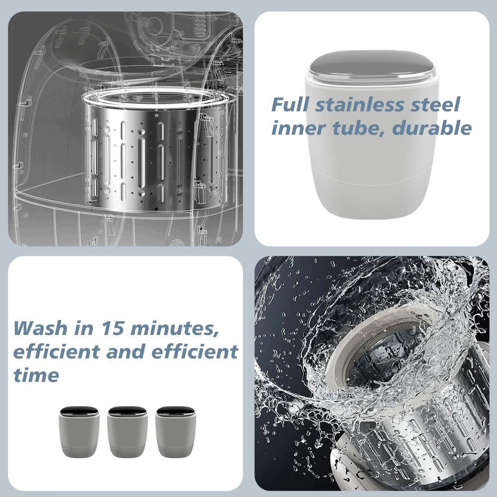 JETSHARK 0.5kg Automatic touch screen intelligent roller integrated Mini Washing Machines for Household Use