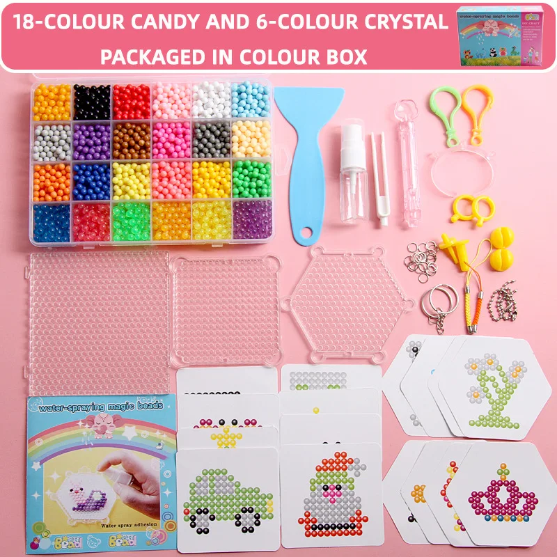 24 Color 3000 Beads 5mm Refill Pack Non-Iron Handmade Learn DIY Accessories Set Water Magic Fuse Beads Water Fuse Beads Kit