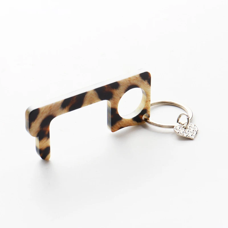 Lightweight Easy To Carry Acrylic Material Key Door Opener Keychain No Touch Door Opener