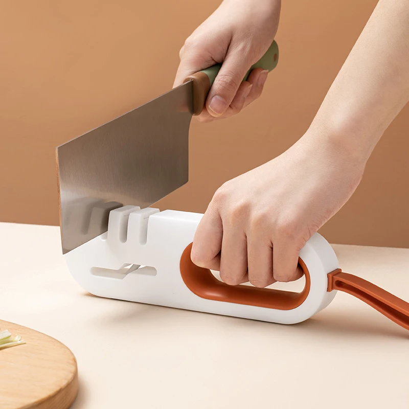 
FF207519-4 in 1 Professional 3 Stage Diamond Knife Sharpener Manual Scissors Kitchen Tool 