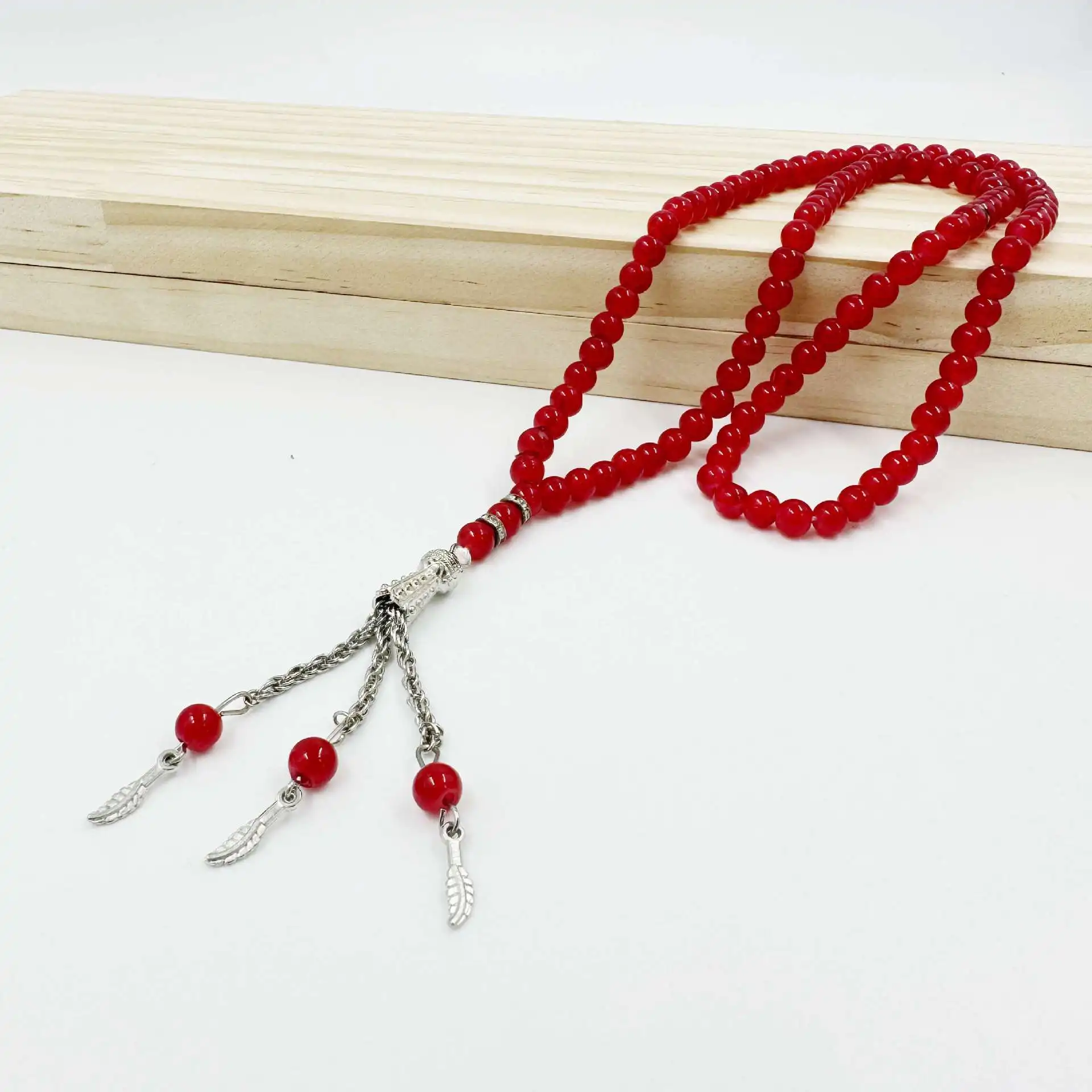 Однотонные мусульманские 99 бусины Четки оптом арабский Tasbih 6 мм исламские стеклянные четки ожерелье