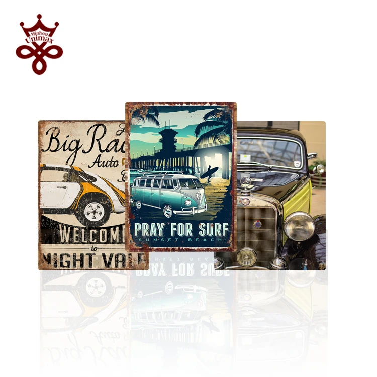 Cheap custom tin signs wholesale antique metal signs route 66 decorative metal signs