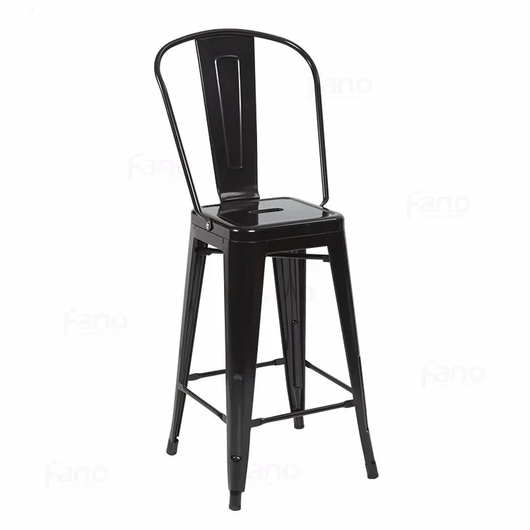 Factory Made Good Welding High Counter Backrest Metal Bar stools for Sale