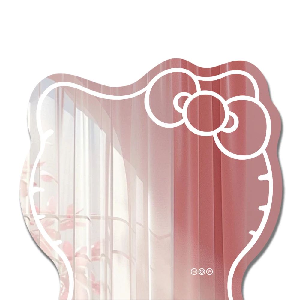 Full Length Decorative Mirrors Pink light touch mirror switch For Bathroom Irregular Wall Modern Dressing Mirror