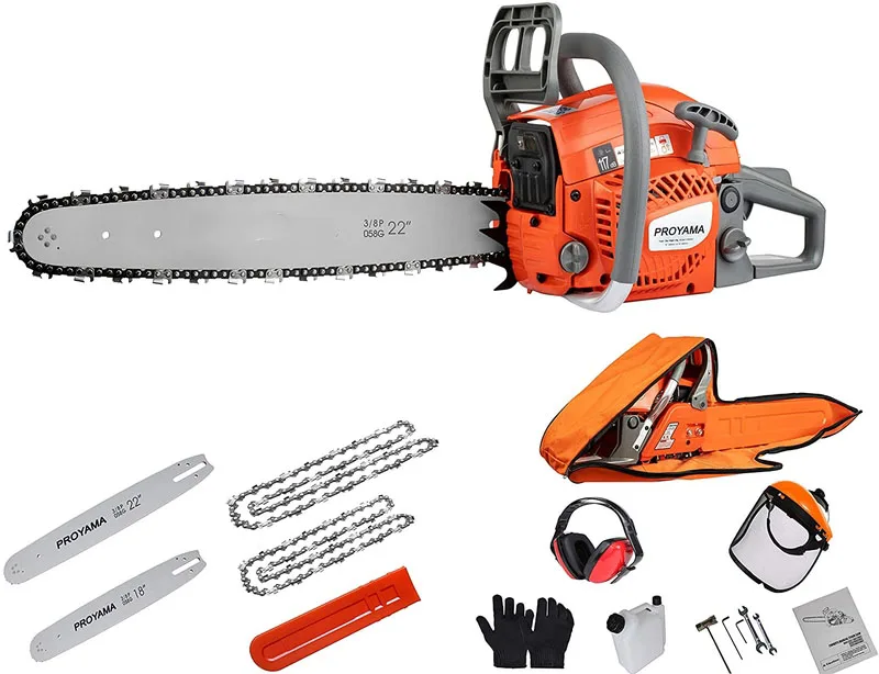 Professional Garden Tools 2 Strokes 49.3cc Wood Cutting 22 inch Chain Saw Gasoline Chainsaw