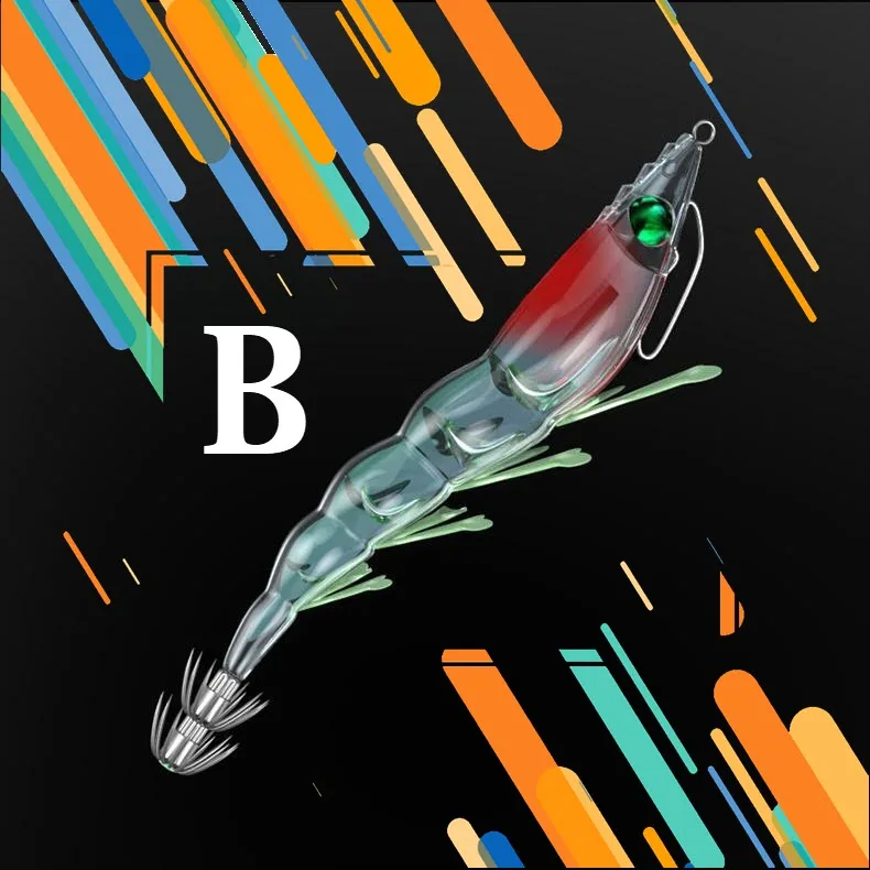 Wooden Shrimp Glow Squid Jigs 13cm Shrimp Lure for Luminous Squid Jig Artificial Cuttlefish Wood Shrimp lure