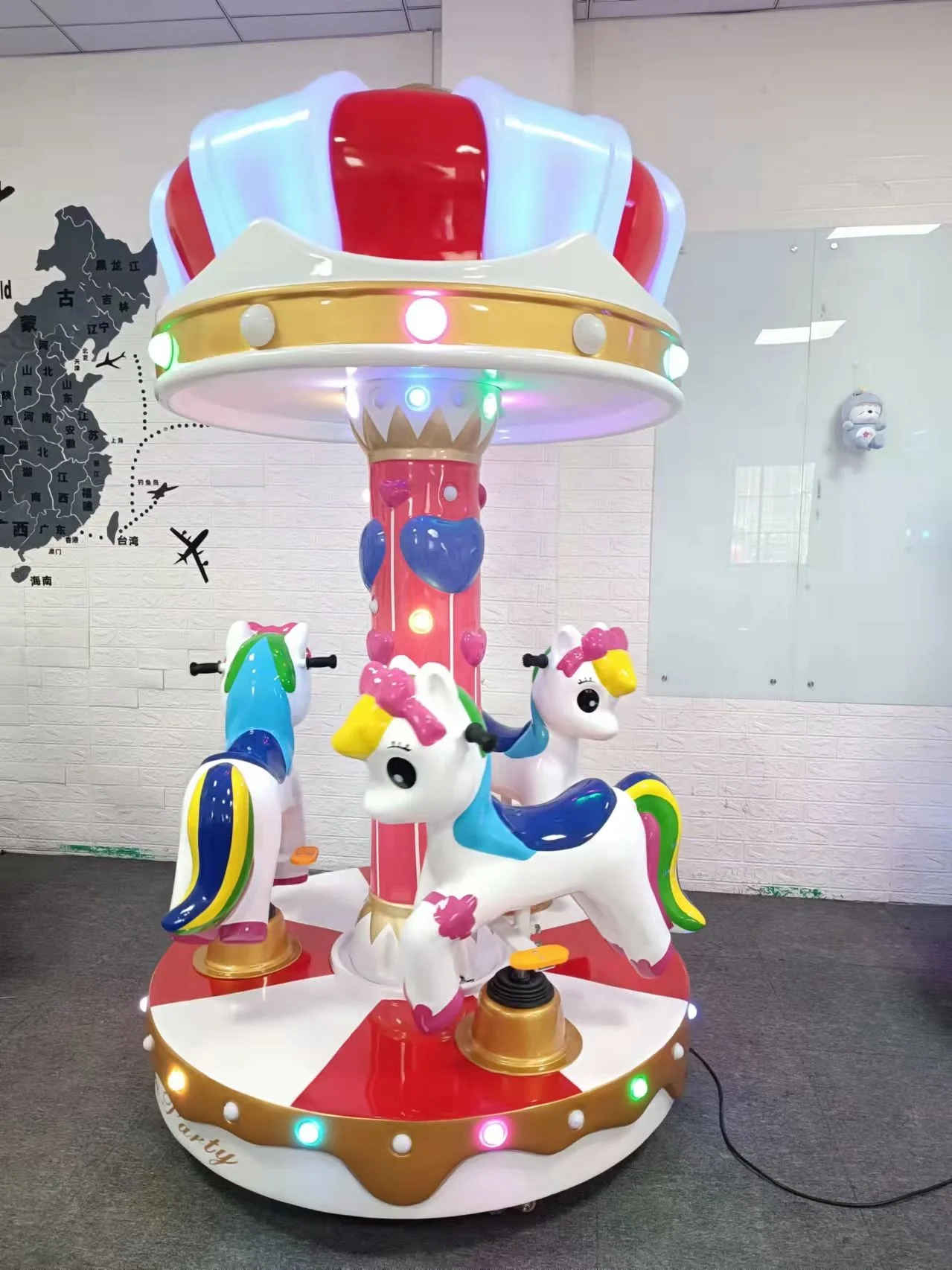 indoor backyard carousel  theme par carousel 3 seater kids carousel