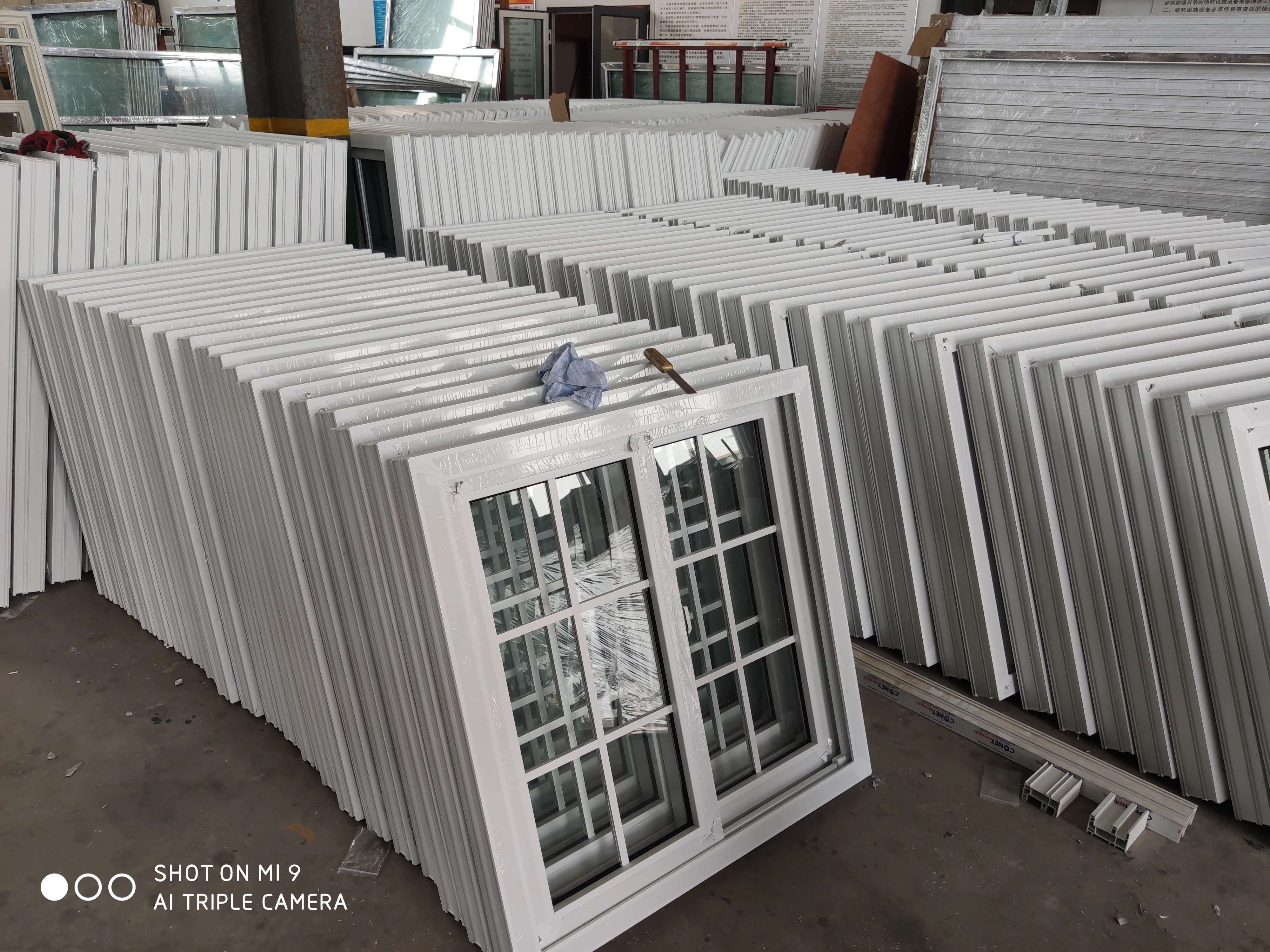 Manufacture Good Quality Ghana windows and doors with UPVC single glass sliding window and mosquito net