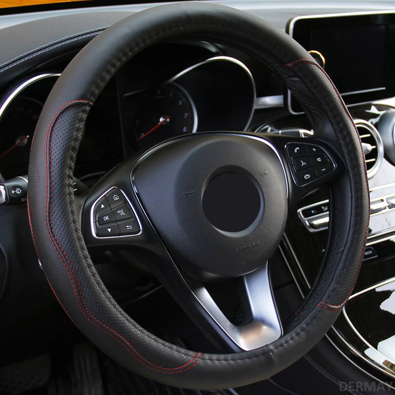 High Quality Environmental Pvc Leather Universal Car Steering Wheel Cover Universal Volant Braid on the Steering-wheel Fashion
