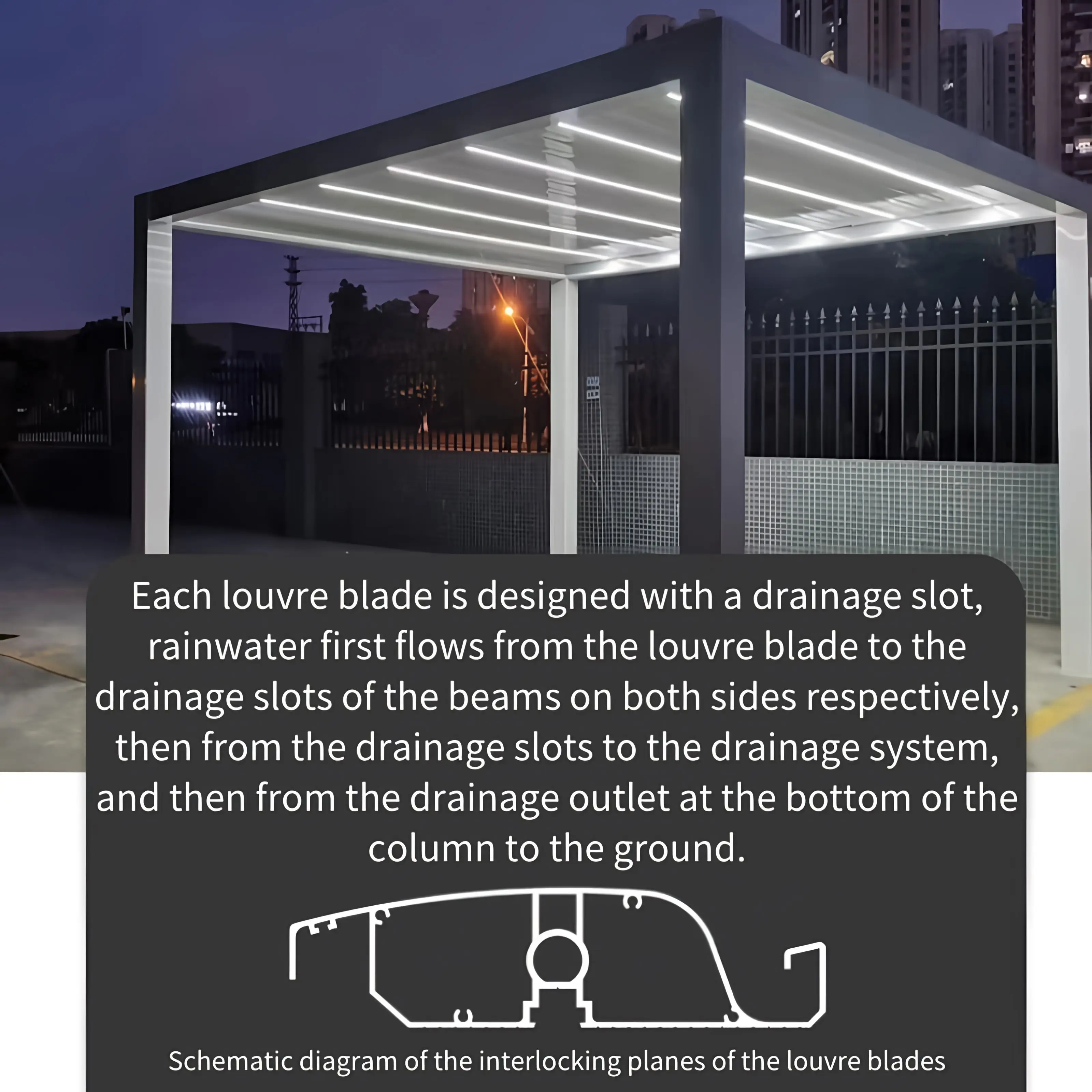 Professional Manufacturer Launch The Latest Remote Control Waterproof Louver Outdoor Garden Aluminum Pergola