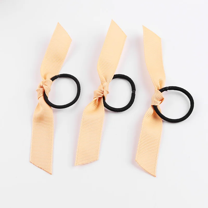 Wholesale gold PRE TIED ribbon bow with elastic ring to support customization