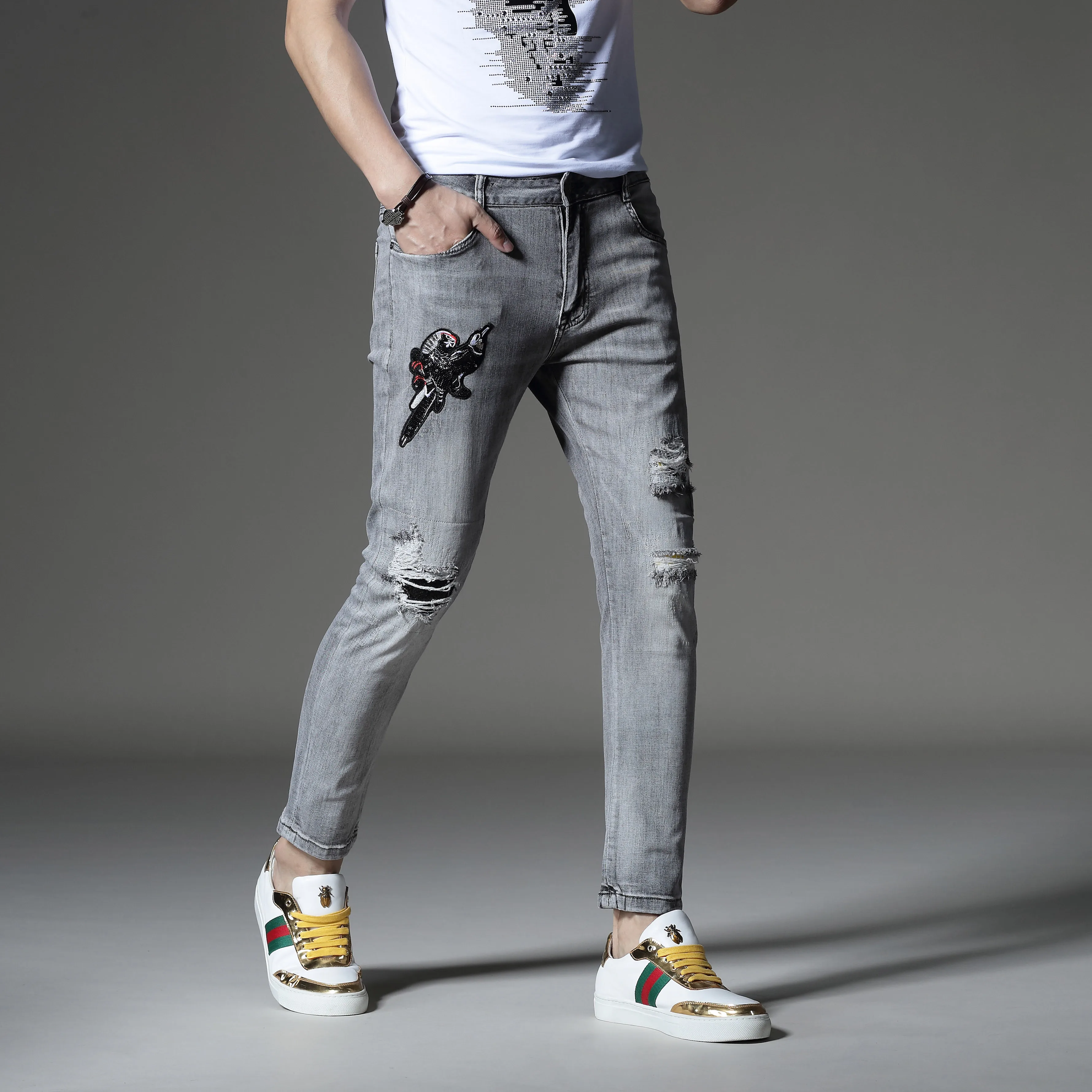 
young custom Printed slim Animal pants joggers ton jeans for men 