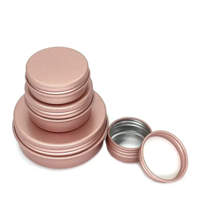 5-60g Matte Black Silver Rose Gold Custom Tin Can Packaging Wholesale Empty Lip Balm Tin Box Aluminum Metal Jar with Screw Lids