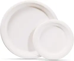 100-pack Compostable Eco-friendly Paper Dish Round Bio Degradable Disposable Tableware Bagasse Sugarcane Plates for Dinner