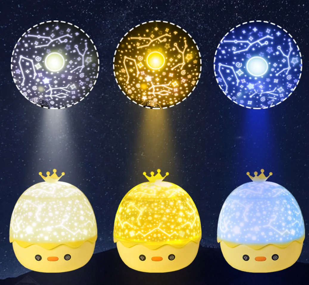 Colorlife Bluelight Hot Sales Music Remote Control Crown Duck Star Projector Night Light with Six Films