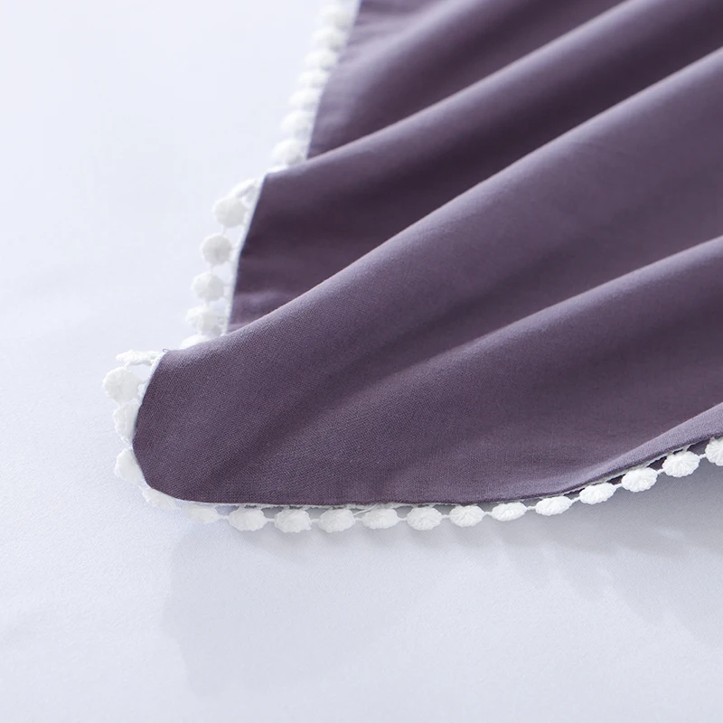Solid Color Purple Bed sheets Bedding Set 3 or 4 pcs
