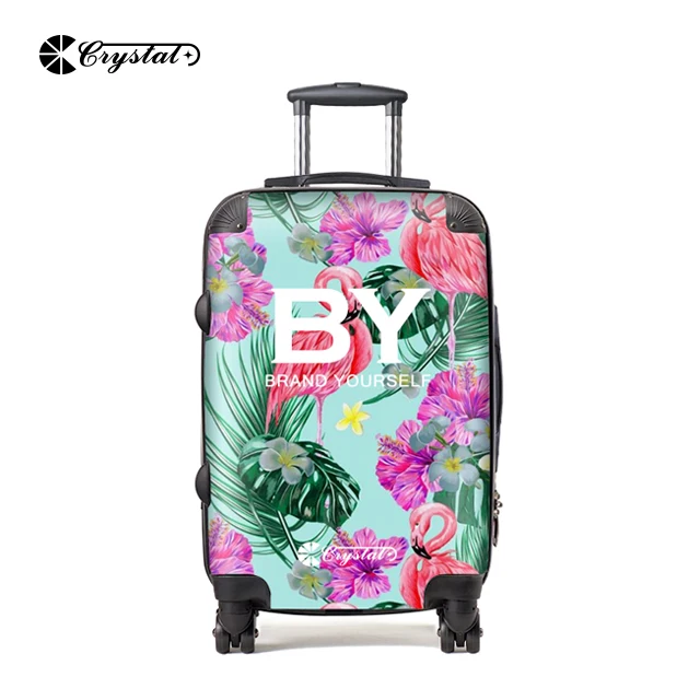 New Fashion 100% PC Transparent Suitcase Clear Front Shell Luggage Personalized Your Own Design Printed Luggage