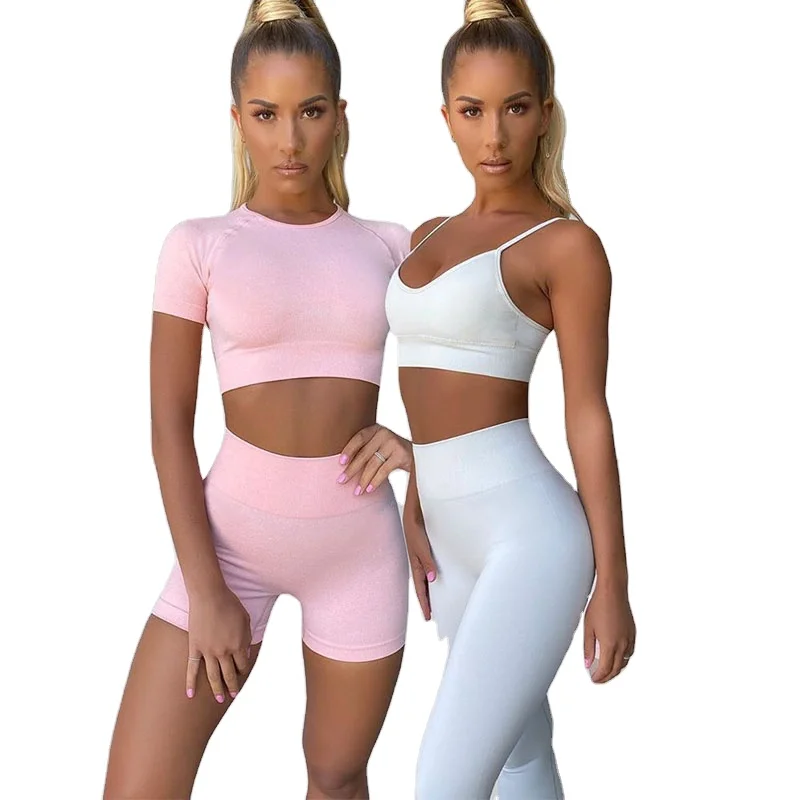 
New Product Idea 2021Women Clothing Seamless Yoga Set Shorts Pants 2 Piece Set Women Gym Wear 